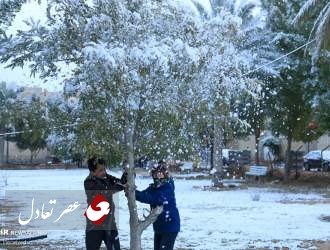 شادی مردم عراق پس از برف